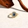 ATTAGEMS Blaue Moissanit Damenringe Oval geschliffen 1,0 Karat Echtsilber S925 Schmuck für Hochzeit Verlobungsring Mit Zertifikat