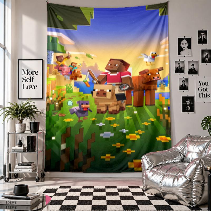 Wall Tapestryminecraft Art Hanging Cloth Decorative Background Cover for Room Decoration
