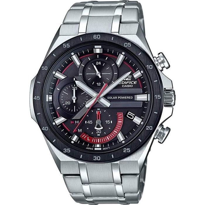 CASIO Edifice EQS-920DB-1A Men s Chronograph Analog Solar Watch, Black/Silver