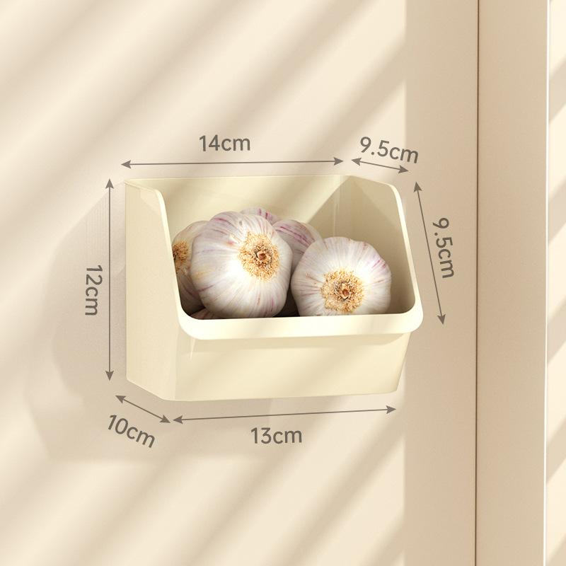 Wall-mounted Storage Box Kitchen Onion Ginger and Garlic Rack Ginger Garlic Wall-mounted Storage Basket Household Seasoning Storage Box