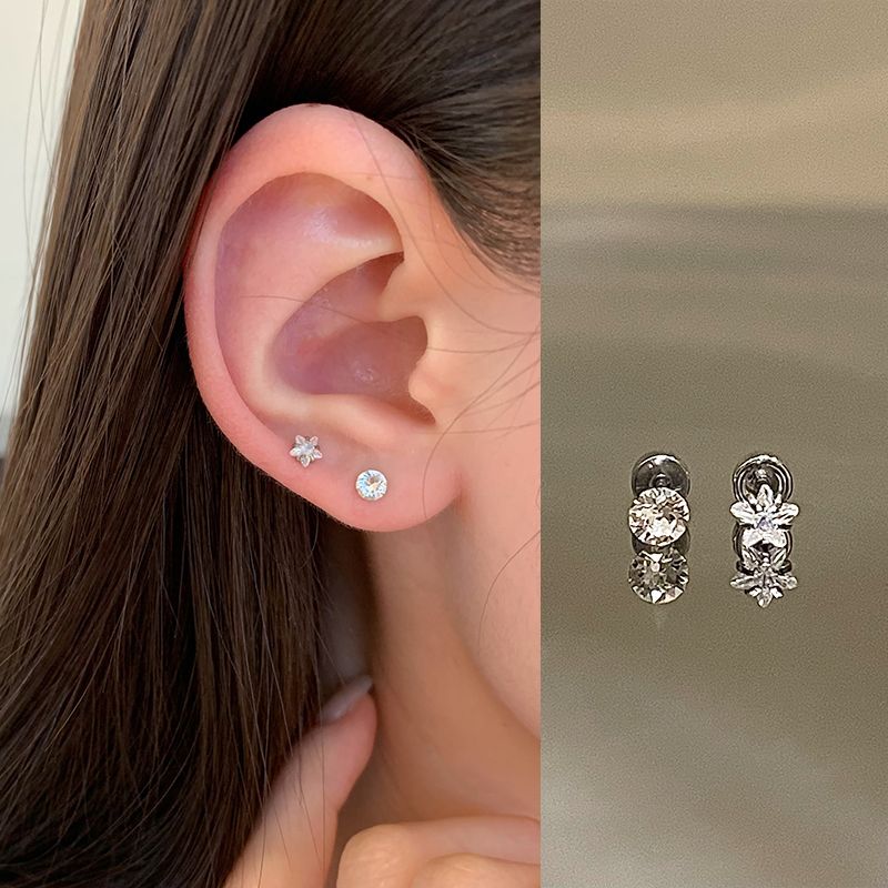 

Магазин Ringring Двойные серьги-пусеты с отверстиями для ушей из стерлингового серебра, медицинского титана, медицинской титановой стали, пирсинг-пины для козелка уха, серьги-пусеты для козелка уха из медицинского титанового сплава Matching with stars and