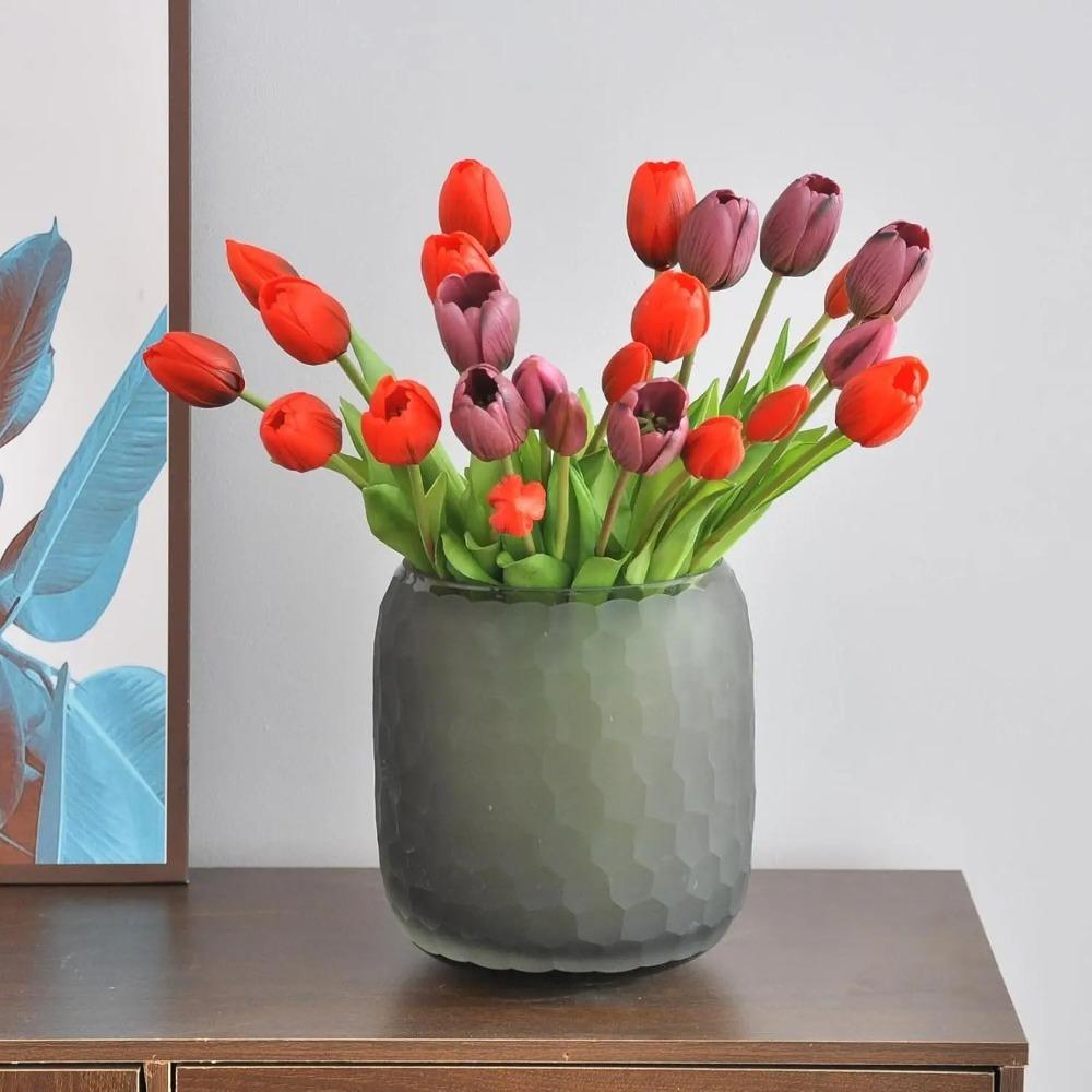 5pcs 5 Heads Artificial Tulips Flowers Luxury Fake Flowers  Wedding Party Decor