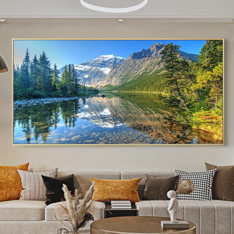 Canvas Painting Lake with Mountain Forest Landscape Giclee Posters Prints for Living Room Wall Decor
