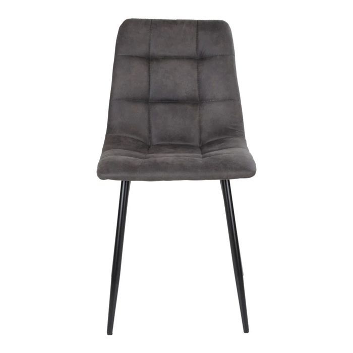 2 chaises de salle à manger en microfibre gris avec pieds noirs