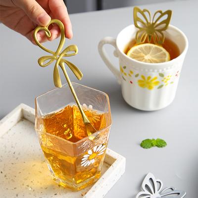 Stainless Steel Bow Knot Heart Shaped Mini Coffee Spoon Tea Dessert S Gold Silver Color Hanging  Flatware 