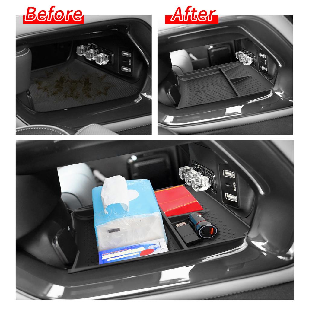 Smabee for BYD Denza B5/Leopard 5 2023‑2026 (NO Cool Box) Center Console Lower Layer Storage Box Tray TPE Organizer Accessories
