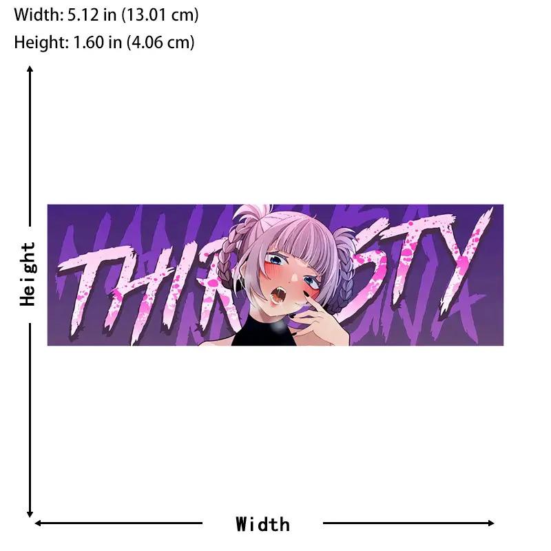 Pink Double Bun Anime THIRSTY Sticker 1PC, 2D Flat Waterproof Vinyl Decal for Car Skateboard Luggage