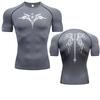 Męska koszulka kompresyjna do fitnessu T-shirt do biegania Szybkoschnąca odzież sportowa Pochłaniająca pot Obcisłe dopasowanie Siłownia Sport Krótki rękaw Oddychające topy