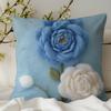 New 3D Imitation Plush Blue Rose Pillowcase Pastoral Home Sofa Cushion Pillowcase Decoration