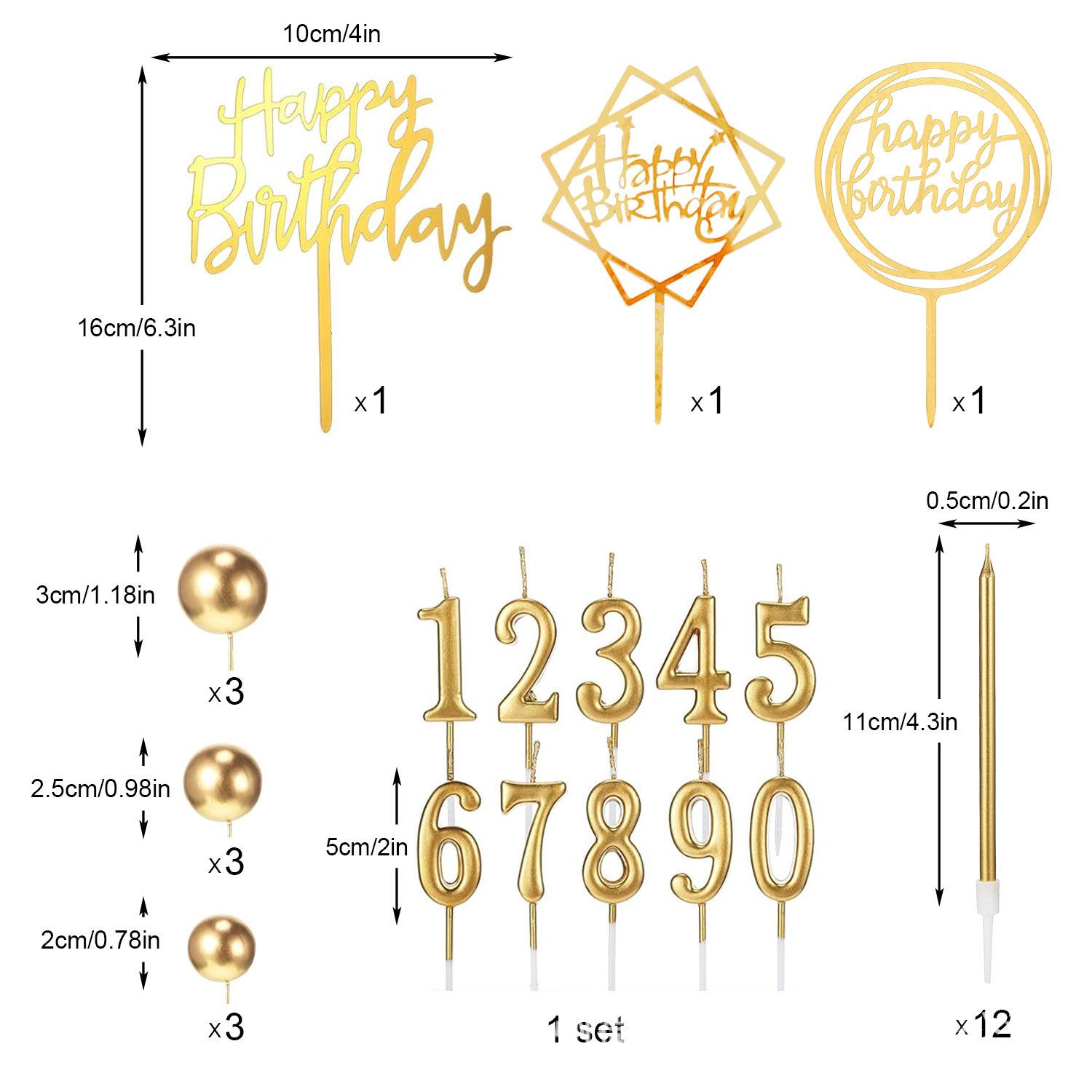 

Digital Candle Gold Series Cake Decoration 0-9 Number Theme Party Supplies золотой