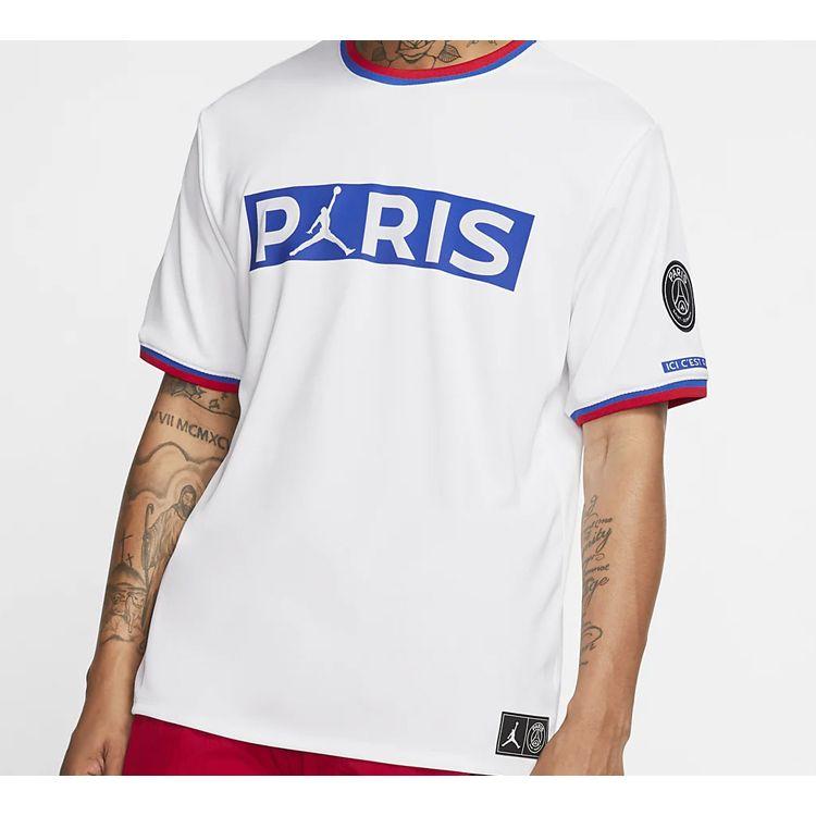 Jordan Paris Saint-Germain Crest Patch Short Sleeve T-Shirt Men Tops White BQ8359-100