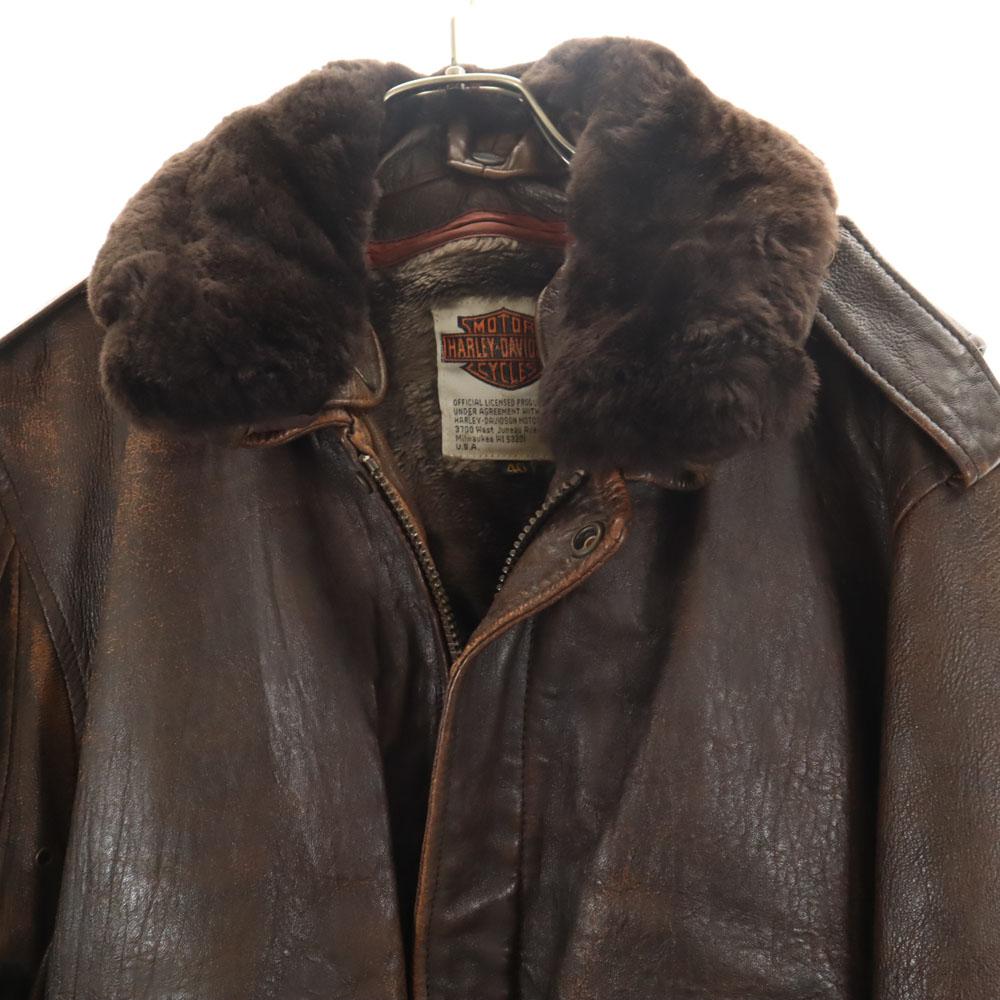 Harley Davidson 90s Old Leather Jacket 40 Brown G-1 Type with Liner Men's Used