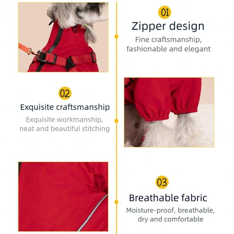 Regulable Dog Rain Jackets Snowproof Windproof Clothes Removable Dog Raincoats for Comfortable Dry Walks