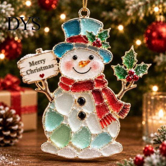 Decorative Xmas Gift Acrylic Christmas Ornament, 2D Flat Snowman Heart Star Hanging Pendant, Thoughtful Present Tree Holiday Home Party Decor,