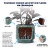 Mini Small Ceramic Plant Pot Ø19 cm, Glossy Rich Green Heart-Ornament Relief, Breathable Drainage Hole for Mini Succulents and Desktop Herbs