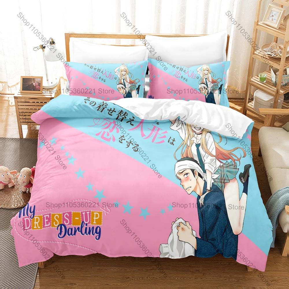 Cool Personality My Dress Up Darling Anime Bedding Set New 3D Print Duvet Cover Set Home Bedroom Decor Bedclothes With Pillowcas