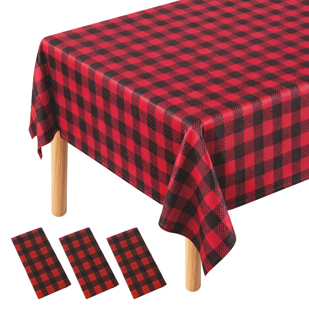 3pcs Gingham Table Cloths 54 X 108" Rectangle Plastic Tablecloth Waterproof Table Cover for Dining Birthday Party Kitchen Picnic