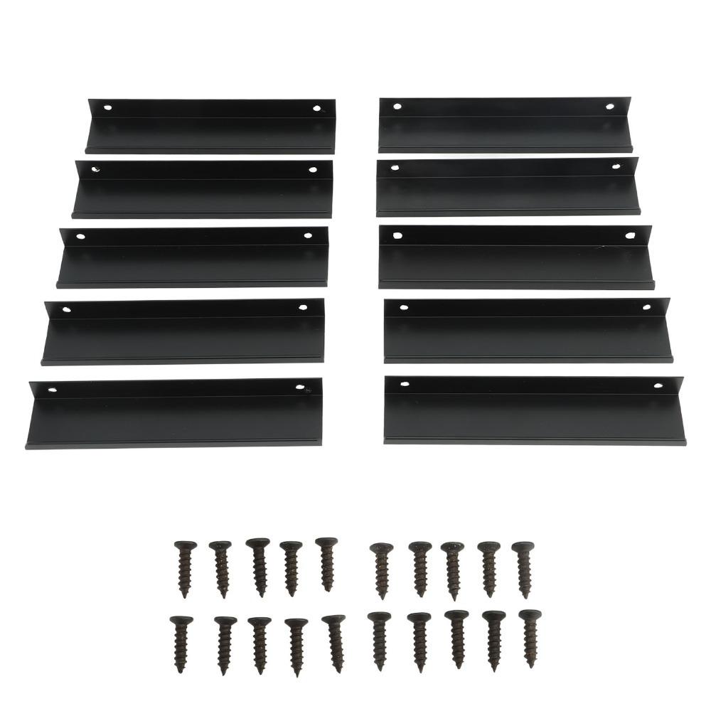 10pcs Modern Aluminium Alloy Cabinet Edge Pulls Black Concealed Mount Drawer Pull Handles Finger Pull Door Handles Kitchen