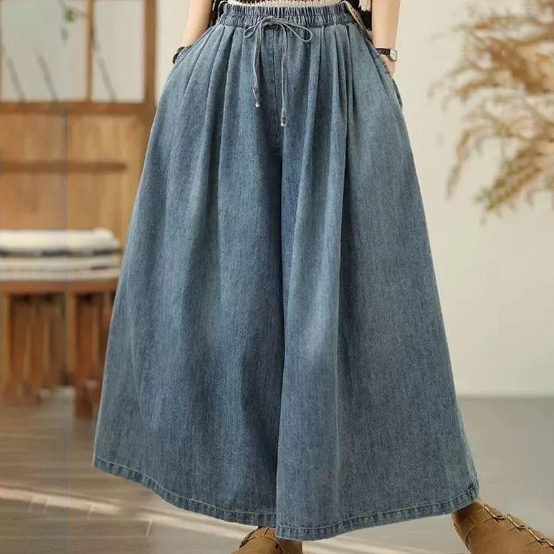 Calças para Mulheres Elásticas Cintura Alta Calças Compridas Tamanho Plus Espessas Elásticas Versátil Casual Perna Larga Calças Jeans