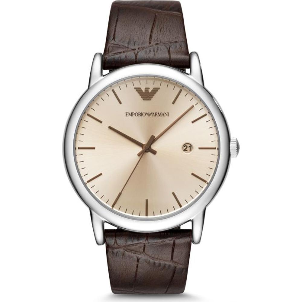 Emporio Armani Luigi Beige Brown Leather Men s Quartz Analog Watch AR11096 бежевый