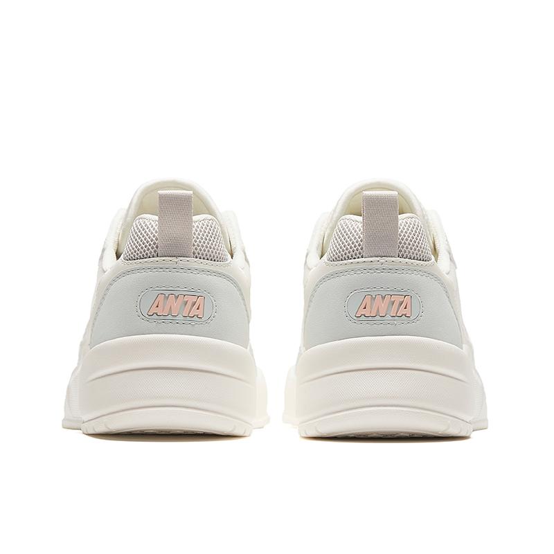Anta Gel Elastic Mesh Thick Sole Height Increasing Lightweight Breathable Low Top Sneakers Women sneakers White Gray 922428003-1