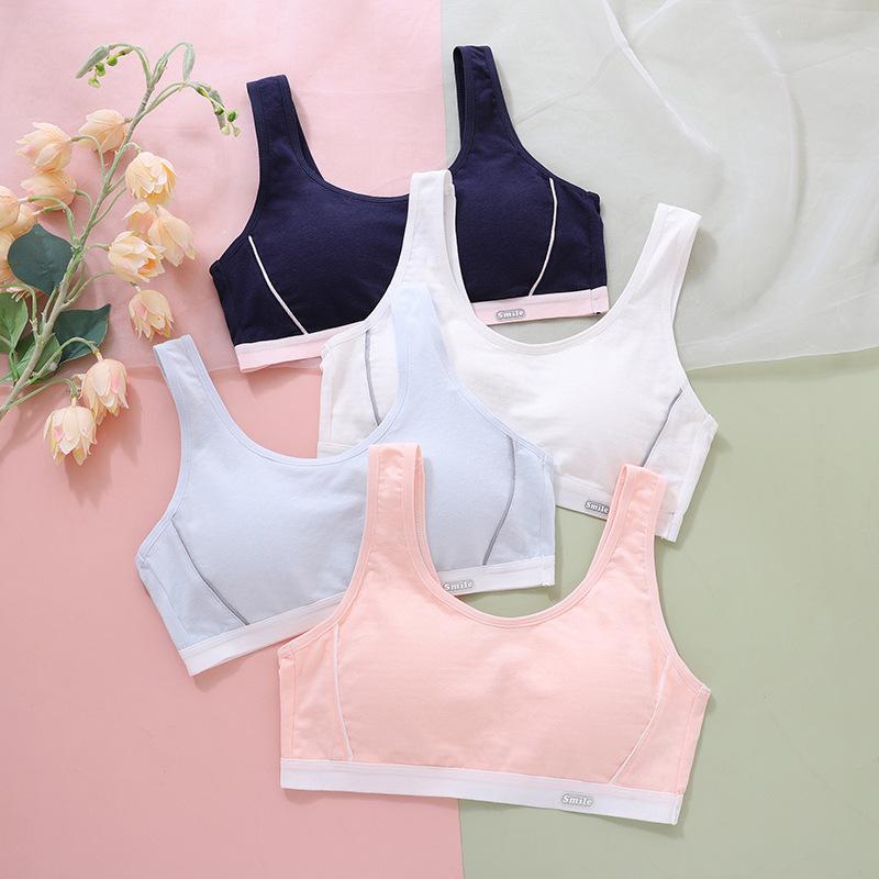 Printed Solid Color Lightweight Breathable Developmental Training Vest Soft Sleep Inner Undergarment for Puberty School Girls