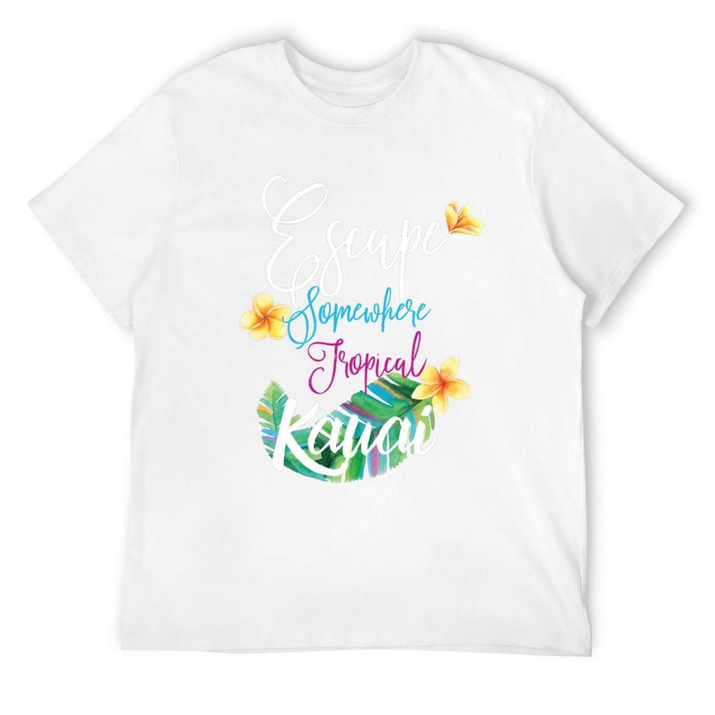 Escape Somewhere Tropical KAUAI T-Shirt Oversized Anime Clothing for Men