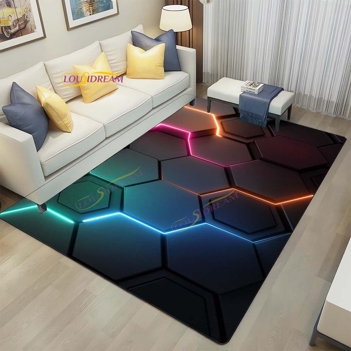 

Темні неонові вогні Килимки Геометричний килимок Play Home Gaming Room Decor Килими для вітальні Спальня Підлітки Класні килимки Килимок для кіберспорту 40cm x 60cm