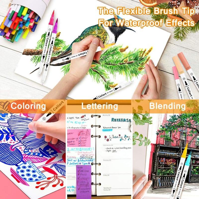 1PACK Double Head Watercolor Pen Soft Head Marker Children's Washable Art Color Pen Adult Books Cards Painting Craft Set, Teacher's Office Supplies