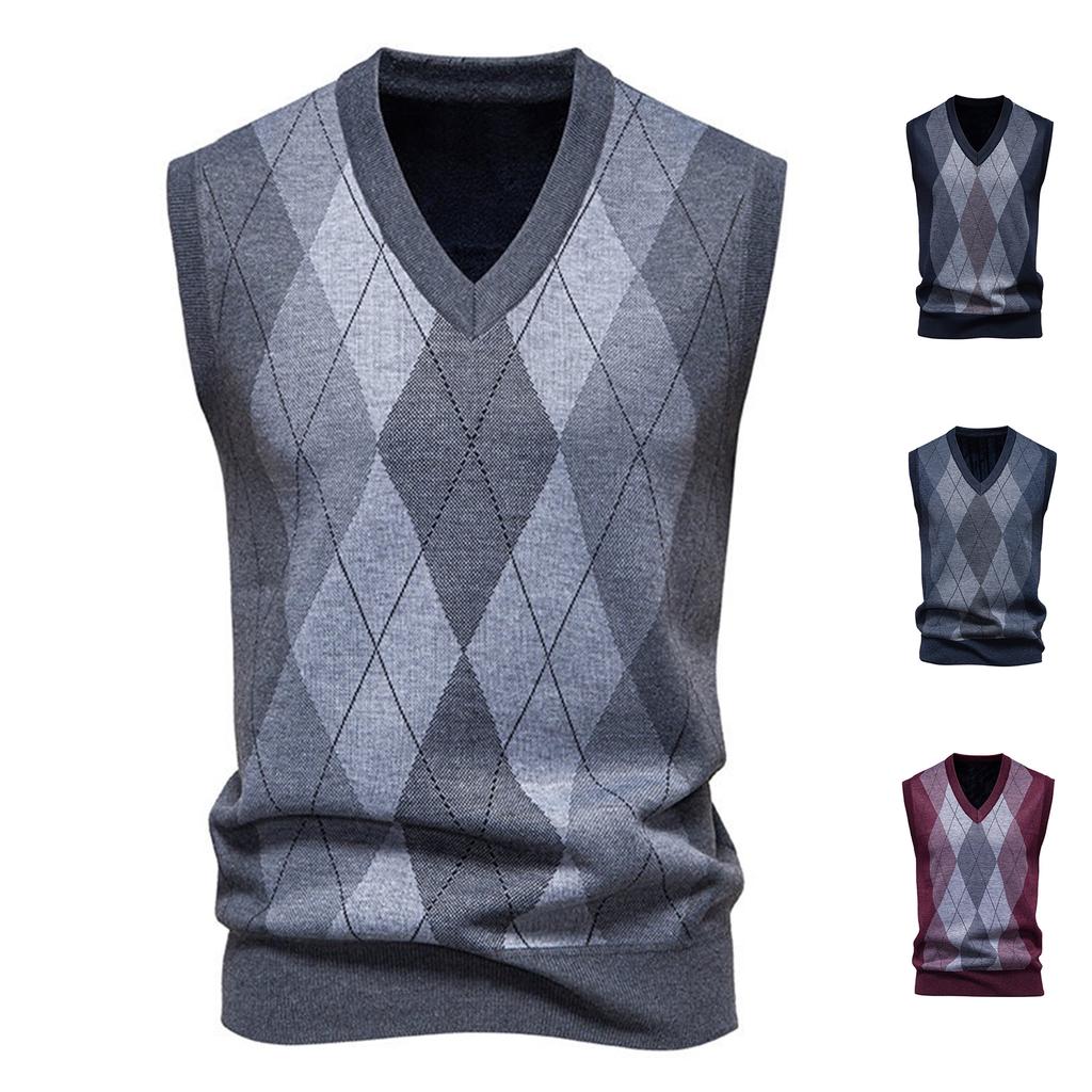 Men's Warm Knit Sweater Vest, Sleeveless Slim Fit for Fall and Winter Daily Wear
