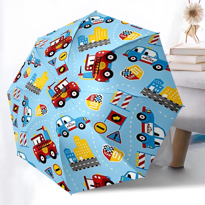 1pc Firetrucks PoliceAutomatic Open/close Umbrella, 8-Rib Sturdy Structure, Portable Travel Umbrella, Parties, Everyday Usec109