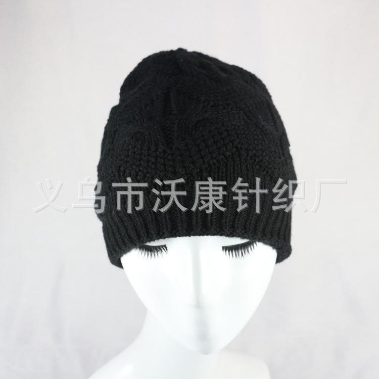 Autumn and winter new velvet black knitted hat men's cold-proof and warm ear protection wool hat women's outdoor cold hat