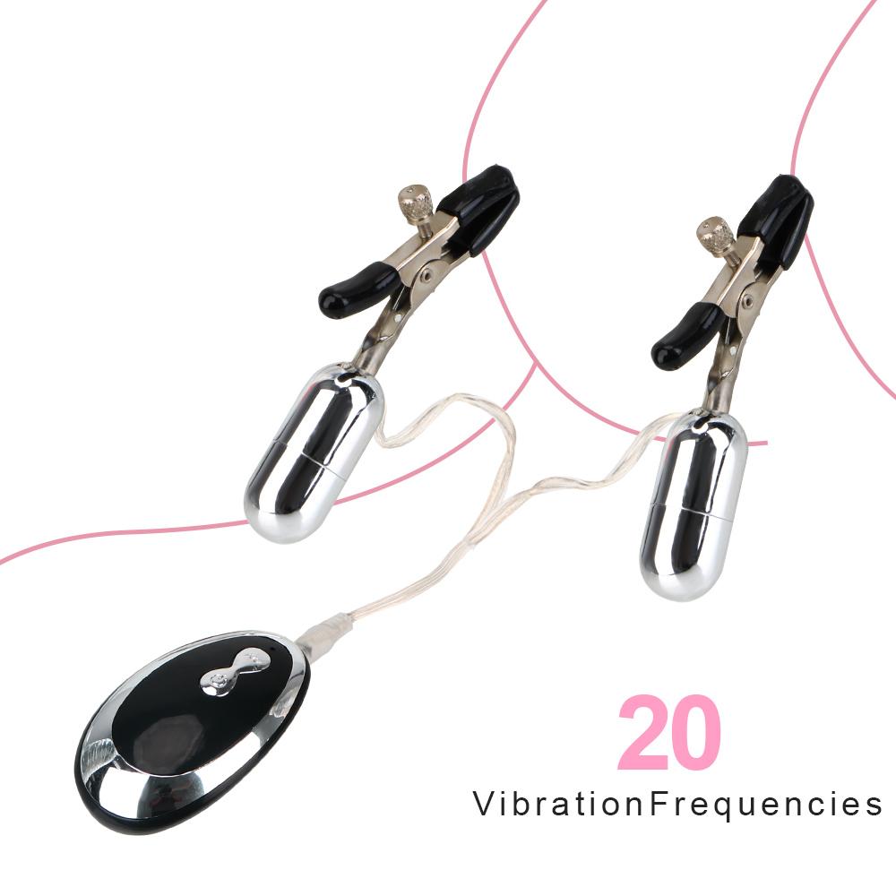 Brystvorteklemmer Klitorisk klips Brystvorte Klitoral Stimulere Brystmassasje Vibrator Sex Shop 20 Frekvens SM Produkter Sexleketøy for Kvinner Par