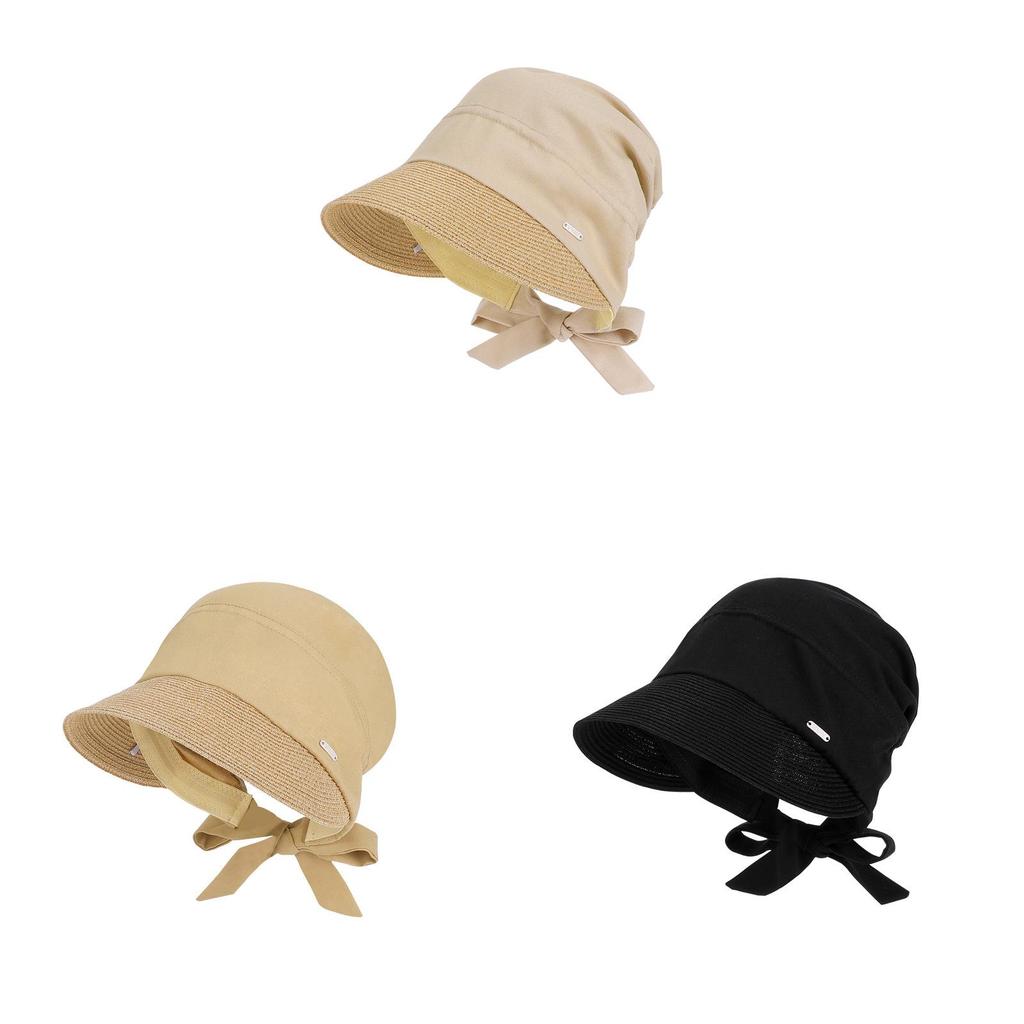 Sun Protection Straw Hat For Women With Ties Foldable Breathable Summer Sun Hat For Casual Outdoors