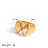 Exquisite Sparkling Peach Heart Zircon Fashion Stainless Steel Rings For Women 18K Gold Plated Jewelry Waterproof Accessories