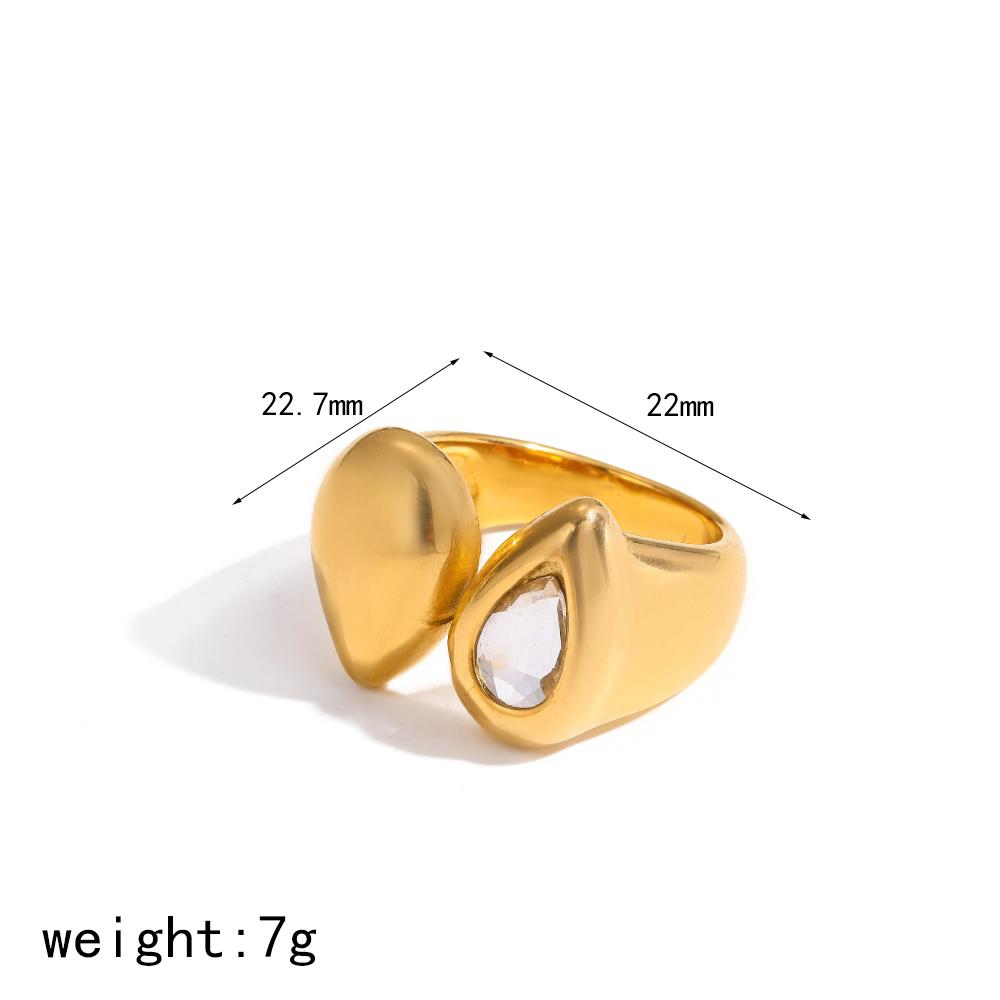 Exquisite Sparkling Peach Heart Zircon Fashion Stainless Steel Rings For Women 18K Gold Plated Jewelry Waterproof Accessories 7&18k gold plated
