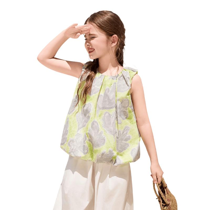 ASK JUNIOR Girls  Sleeveless Graffiti Print Bud-shaped Top 160