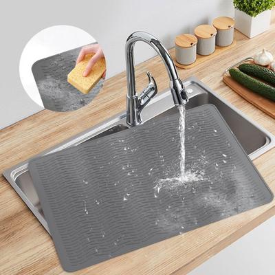 Silicone Drain Pad Heat Resistant Hot Pots Pans Kitchen Drying Mat with Wide Raised Ridge Design Countertop Air Circulation Mat