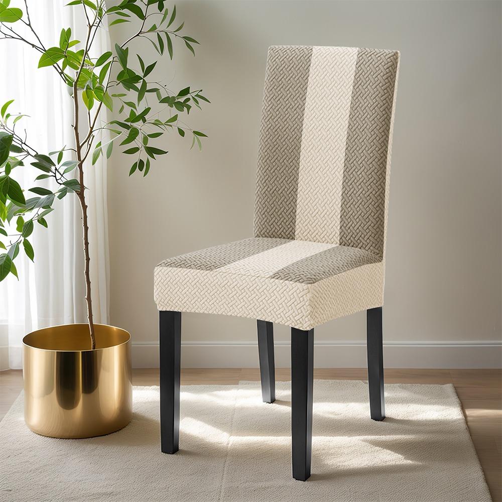 

High-elastic Dining Chair Cover Contrast Color Anti-slip Stool Slipcover Soft Dust-proof Integrated Seat Cover