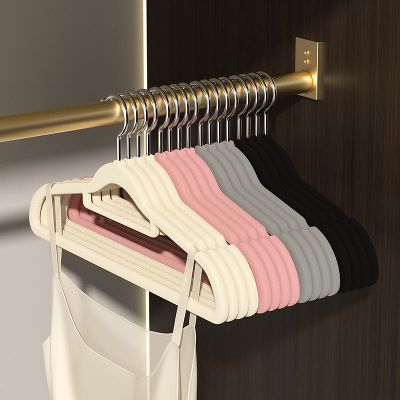 5Pcs flocked non-slip, mark-free clothes hanger, a must-have for dormitories, home use, autumn and winter clothing stores, down jackets, cotton coats