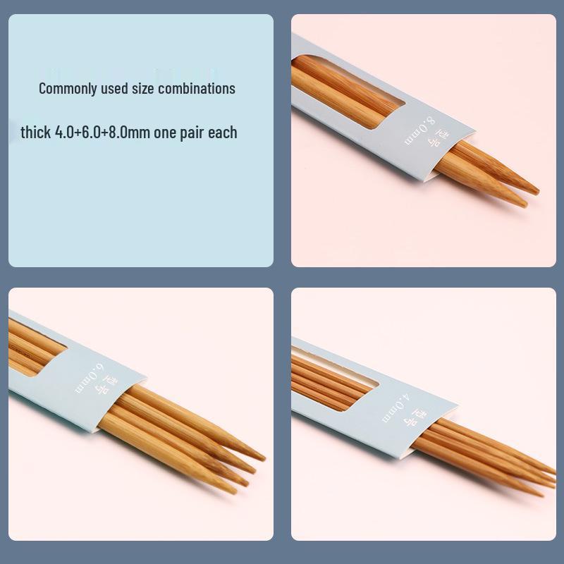 Karbonisierte Bambusgarn- & Schalstrickwerkzeug-Set - Gerade, dicke Nadeln zum Handstricken & Häkeln