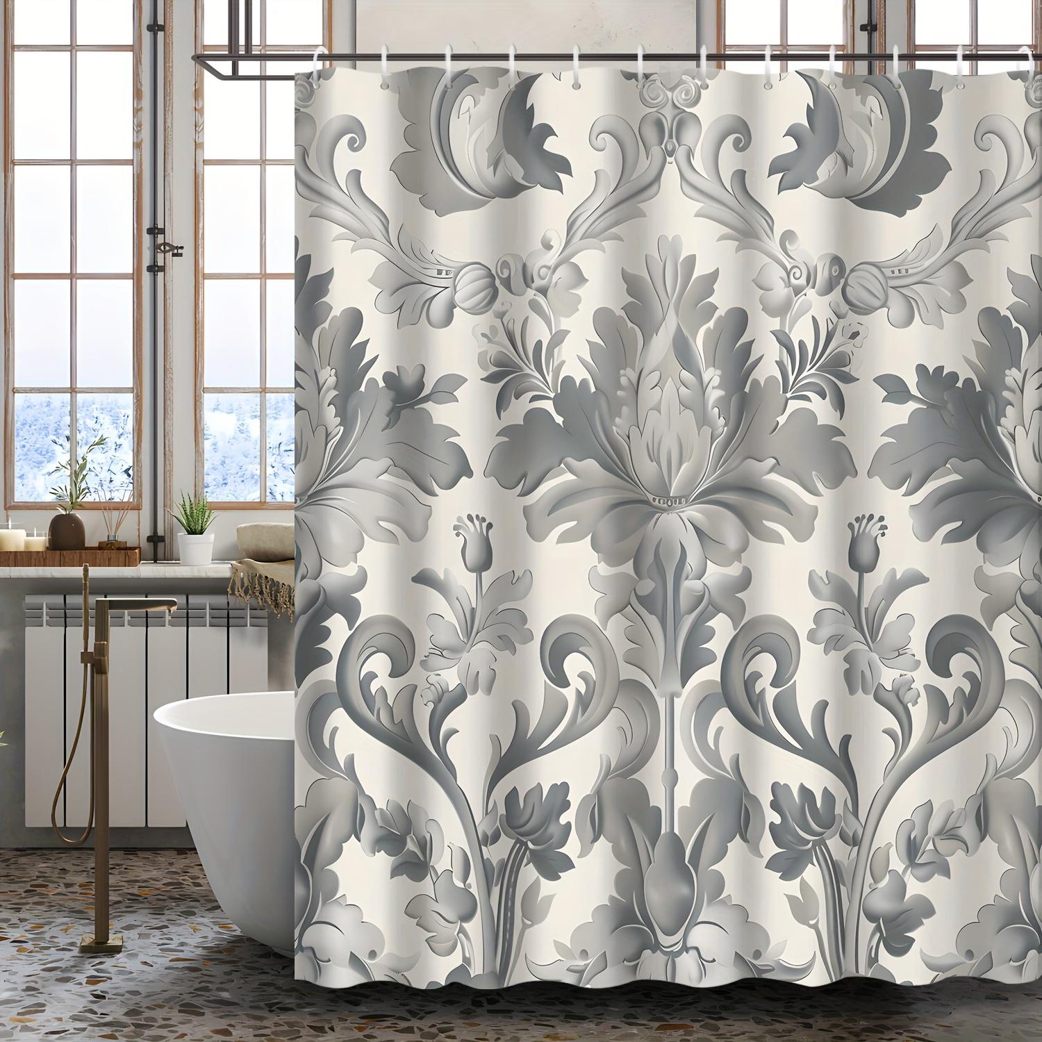 

Rococo Style Grey Vintage Baroque Shower Curtain - Traditional Luxury Design, Polyester, Elegant Bathroom Decor Accessories W60H190(CM)-1 Pcs