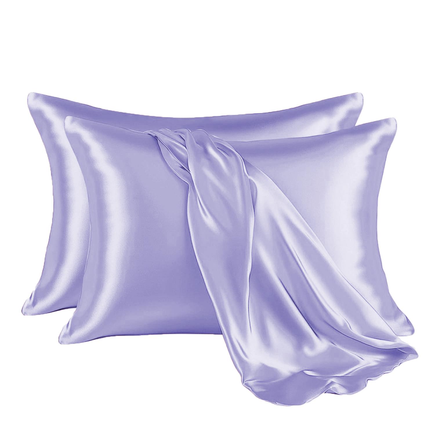 

Pillowcase Silk Silky Satin Hair Beauty Soft Anti Frizz Comfortable Pillow Cover Home Decor Bedroom Solid Color Satin Pillowcase 1pc 51x66cm(20x26in) светло-фиолетовый