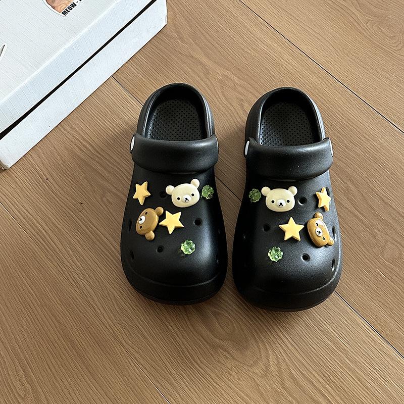 Thick-soled hole shoes women's summer outer wear cartoon cute new heightening non-slip bag head cool slippers