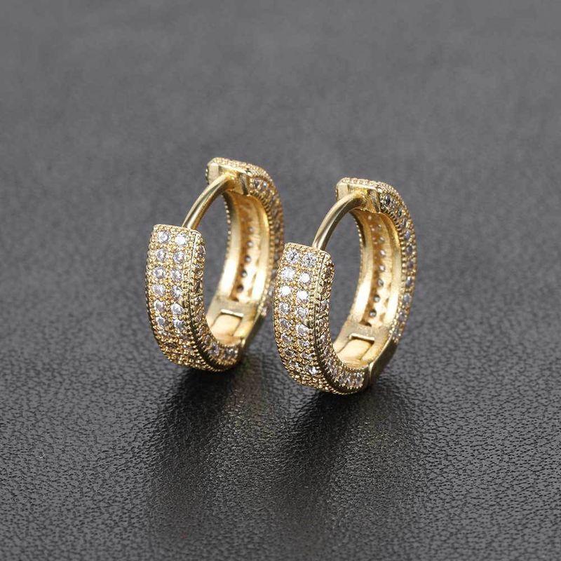 

and American Style Full Diamond Stud Earrings for Men, Plain Hoop 2026 New Model, Simple Hoop Earrings, High-End Niche Design, Trendy Ear Accessories Gold Diamond Earrings [Pair] Require Pierced Ears