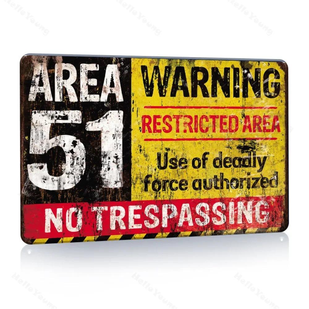 1pc 8x12 Inch Warning Sign: Zone 51 Vintage Metal Tin Signage, Warning of Danger and No Trespassing, for Wall Decoration Impact