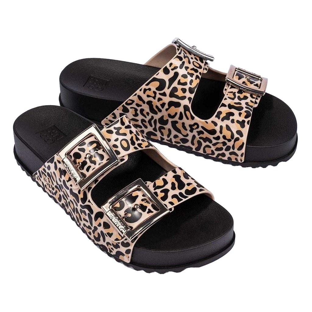 Zaxy Womens/Ladies Leopard Print Double Buckle Sliders