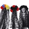 1PC Halloween Simulation Flower Cosplay Prop For Women Girls Headwear Costume Cosplay Rose Headband Lace with Black Veil