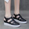 Fashion 2025 New Fashion Baotou Hollow Thick-soled Women's Shoes Summer Solid Color Simple Increased Roman Sandals for Women