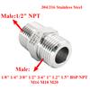 1/2" NPT Vnější na Vnější M16 M18-20 1/8" 1/4" 3/8" -1" BSP NPT Šestihranná vsuvka Spojka Nerezová ocel 304 Potrubní tvarovka Redukční adaptér